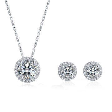 Luxury Style 925 Sterling Silver Moissanite Women Engagement Multiple Diamond With Round Setting Wedding Party Stud Earrings